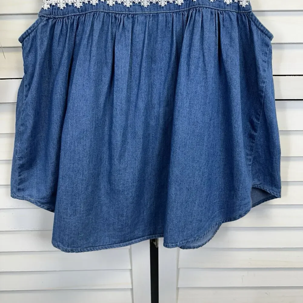 Lovers + Friends Dream Catcher Tank‎ Top Blue Chambray Embroidered Boho Size XS - Picture 7 of 10